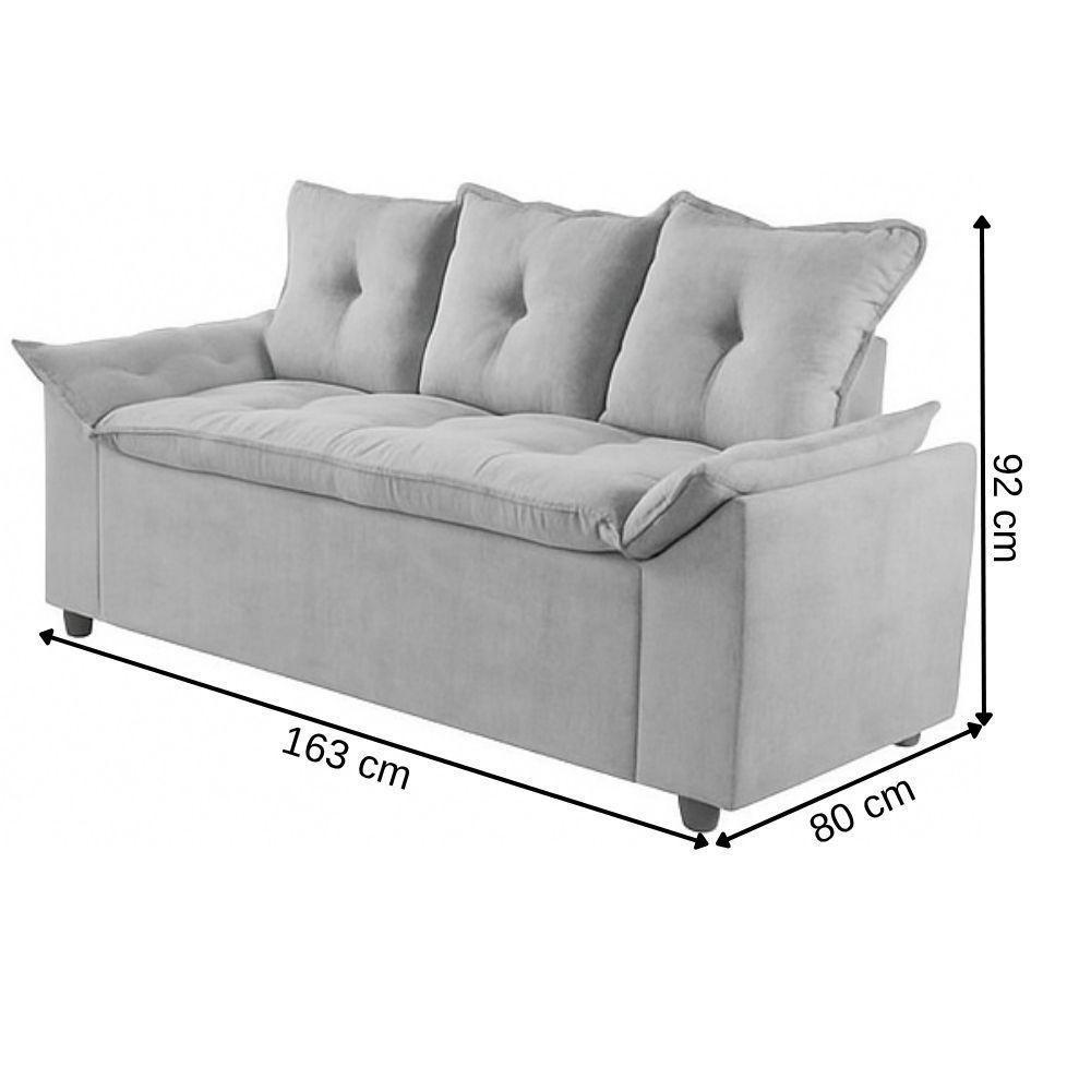 Conjunto Sofá 2 E 3 Lugares Viena Veludo Cinza Claro - 3