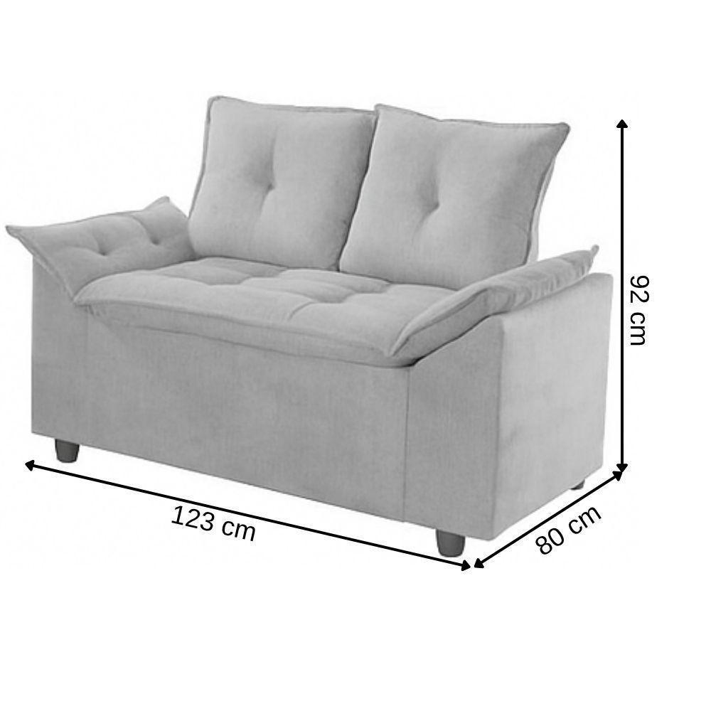 Conjunto Sofá 2 E 3 Lugares Viena Veludo Cinza Claro - 4