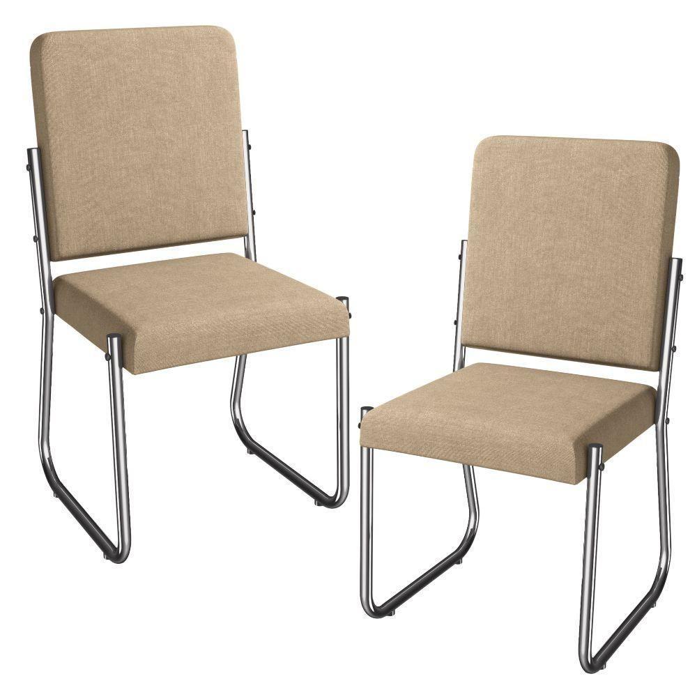 Kit 2 Cadeiras Cromada Sala Jantar 2C139CR Corino Kappesberg Capuccino - 1