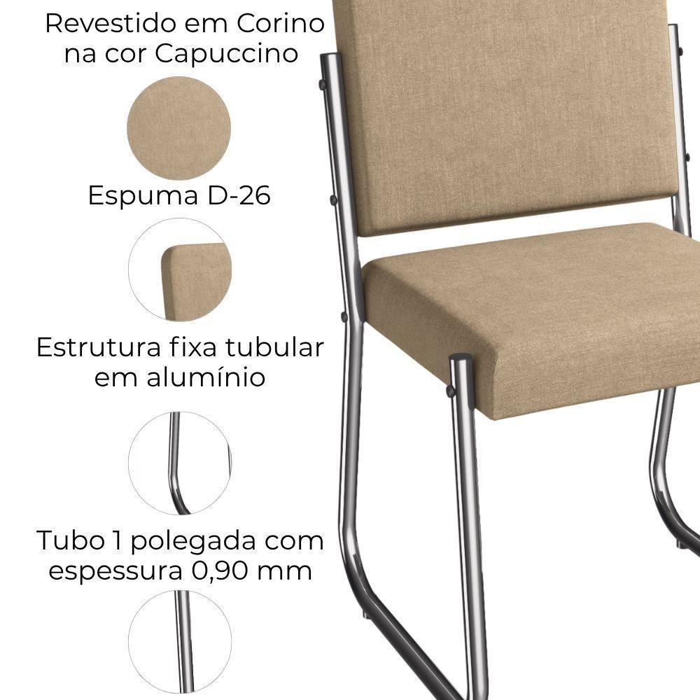 Kit 2 Cadeiras Cromada Sala Jantar 2C139CR Corino Kappesberg Capuccino - 4