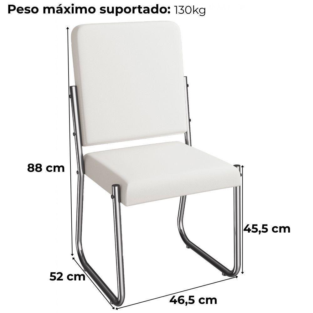 Kit 2 Cadeiras Cromada Sala Jantar 2C139CR Corino Kappesberg Branco - 3