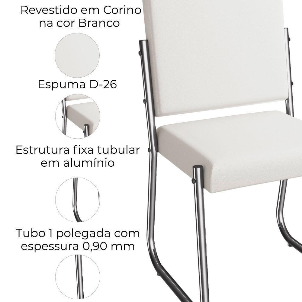 Kit 2 Cadeiras Cromada Sala Jantar 2C139CR Corino Kappesberg Branco - 4