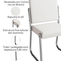 Kit 2 Cadeiras Cromada Sala Jantar 2C139CR Corino Kappesberg Branco