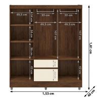 Guarda Roupa Casal 6 Portas 2 Gavetas 153 Cm 10091 Vlr Imbuia Champanhe - 3