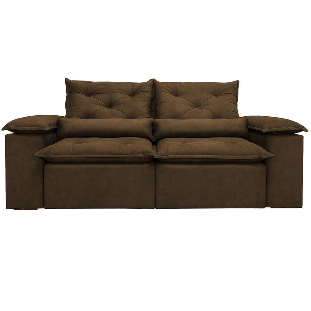 Sofá Retrátil Reclinável Porto Veludo Marrom 1,80 M - 3