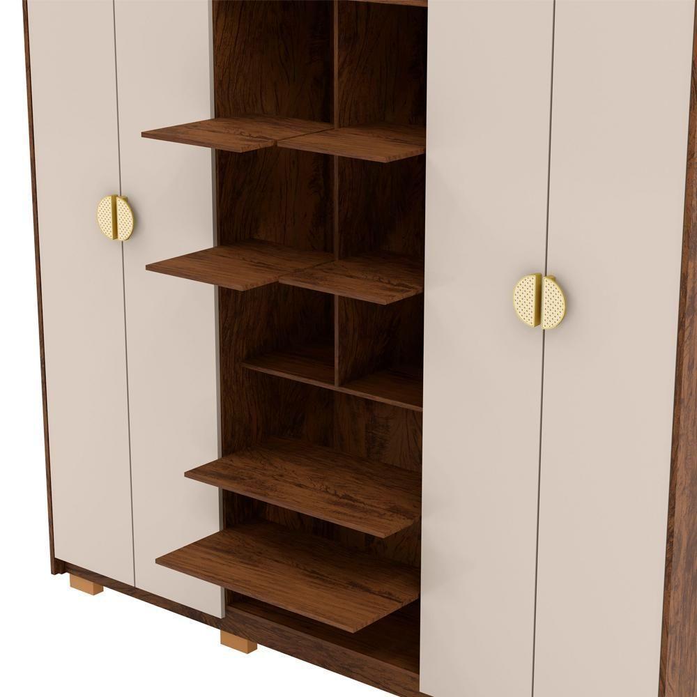 Guarda Roupa Casal 6 Portas 4 Gavetas Nor 203 Cm 10109 Vlr Imbuia Fend - 6