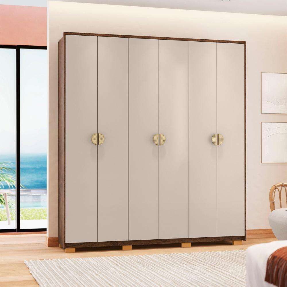 Guarda Roupa Casal 6 Portas 4 Gavetas Nor 203 Cm 10109 Vlr Imbuia Fend - 7