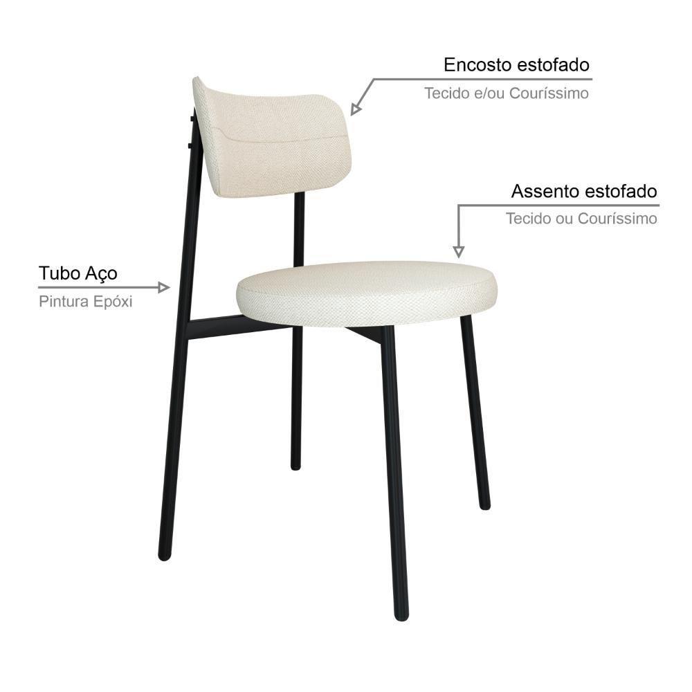 4 Unidades Cadeira Kyta Fixa C-4 Pés 50 X 44,7 X 83,8 Cm. Corriente Palha Corriente Palha - 3