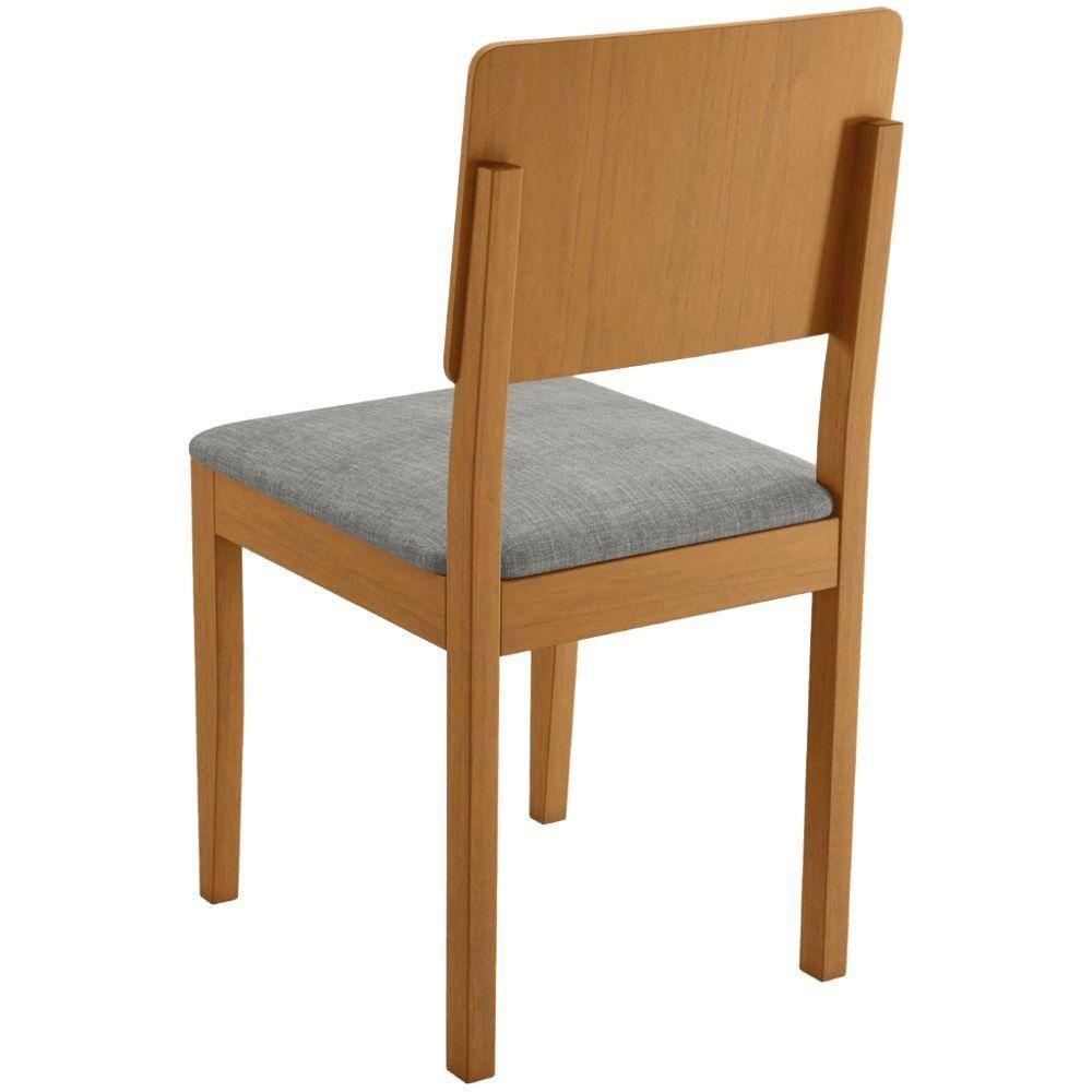 Conjunto 2 Cadeiras Jade 01 Linho Cinza Pés Em Madeira Jcm - 5