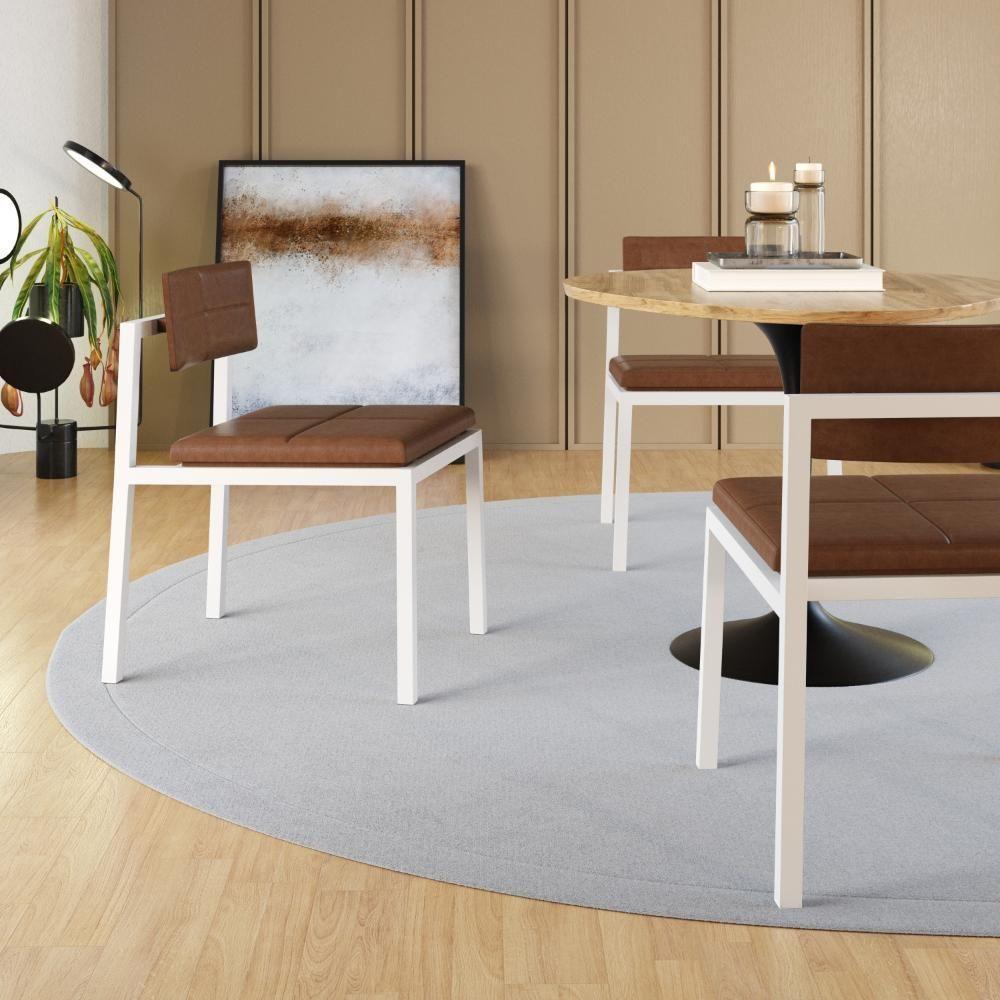 Cadeira Noah Encosto Anatômico Pés Brancos. Courino Whisky Courino Whisky - 4