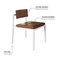 Cadeira Noah Encosto Anatômico Pés Brancos. Courino Whisky Courino Whisky - 3