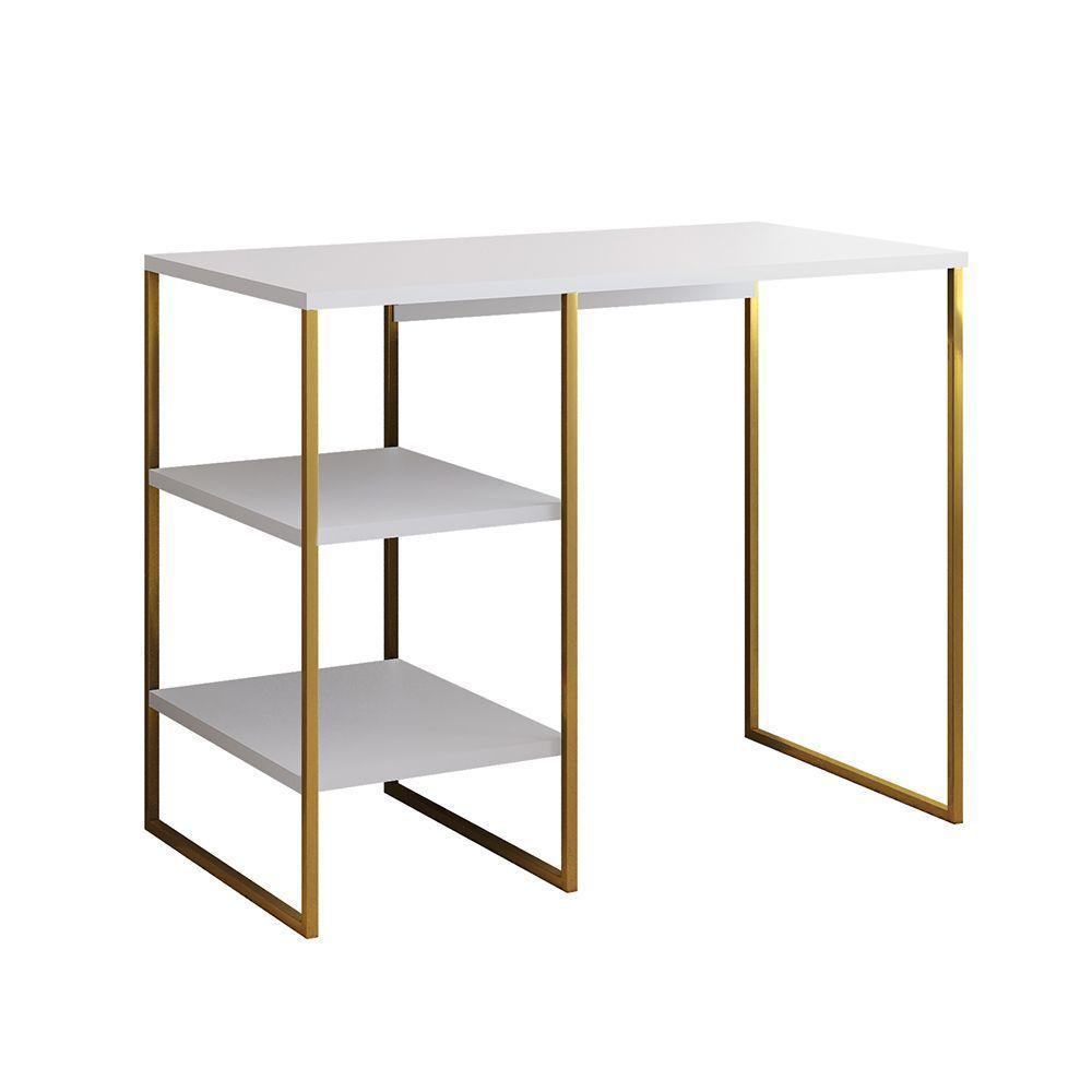 Aparador Adega Industrial Bar Barzinho Bourbon Aço Dourado E Branco 95 Cm - 2