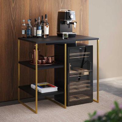 Aparador Adega Industrial Bar Barzinho Bourbon Aço Dourado E Preto 80 Cm
