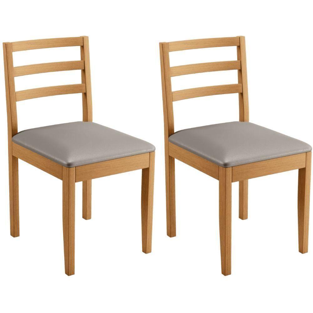 Conjunto 2 Cadeiras Jade 02 Veludo Bege Pés Em Madeira Jcm - 1