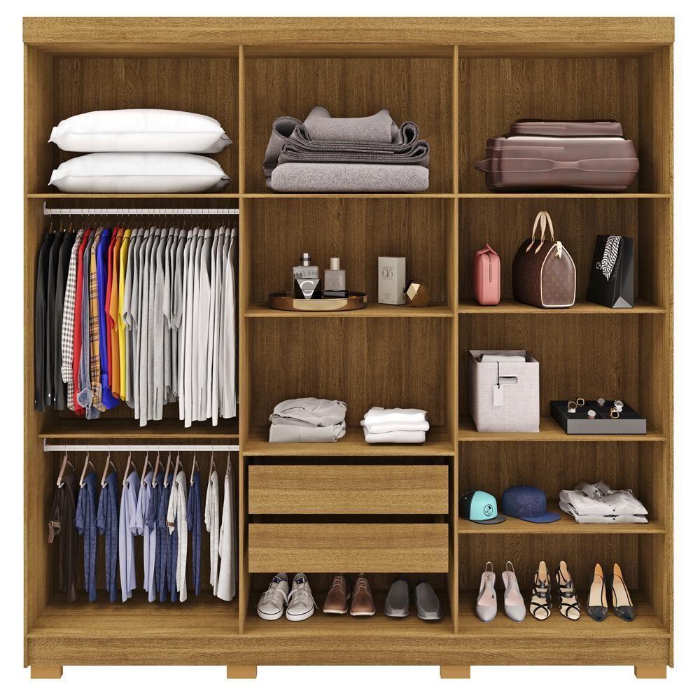 Guarda Roupa Casal 6 Portas 2 Gavetas Espelho 218 Cm Vlr Nature Champanhe - 5