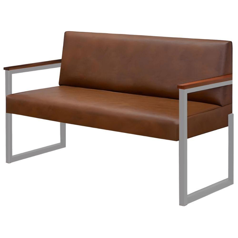 Conjunto Sofá 2 Lugares E 2 Poltronas Niterói Couro Marrom Em Metal Champanhe - 5