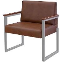 Conjunto Sofá 2 Lugares E 2 Poltronas Niterói Couro Marrom Em Metal Champanhe - 6