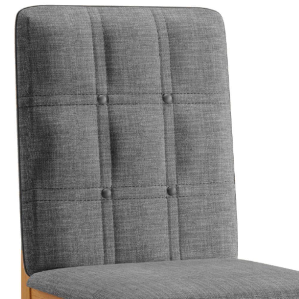 Conjunto 2 Cadeiras ágata Linho Cinza Com Botões Pés Em Madeira Jcm - 7