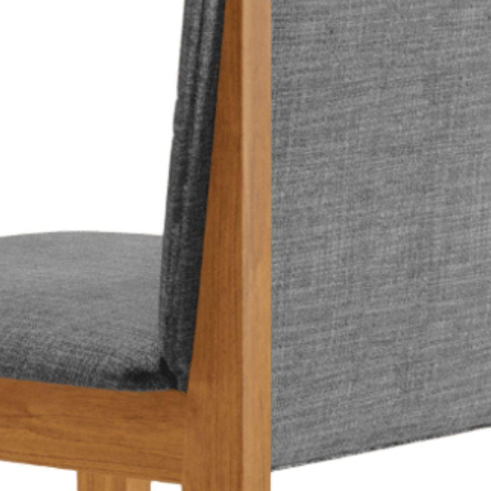 Conjunto 2 Cadeiras ágata Linho Cinza Com Botões Pés Em Madeira Jcm - 8