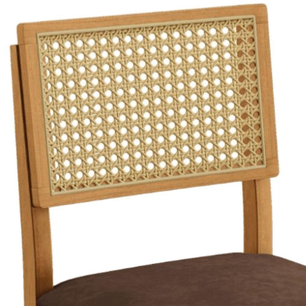 Conjunto 2 Cadeiras Jade 03 Com Rattan Verona Chocolate Pés Em Madeira Jcm - 6