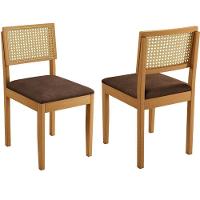 Conjunto 2 Cadeiras Jade 03 Com Rattan Verona Chocolate Pés Em Madeira Jcm - 5