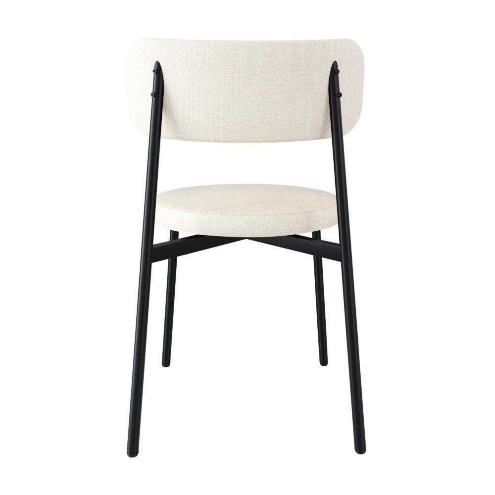 2 Unidades Cadeira Kyta Fixa C-4 Pés 50 X 44,7 X 83,8 Cm. Corriente Palha-courino Preto Corriente Palha-courino Preto - 5