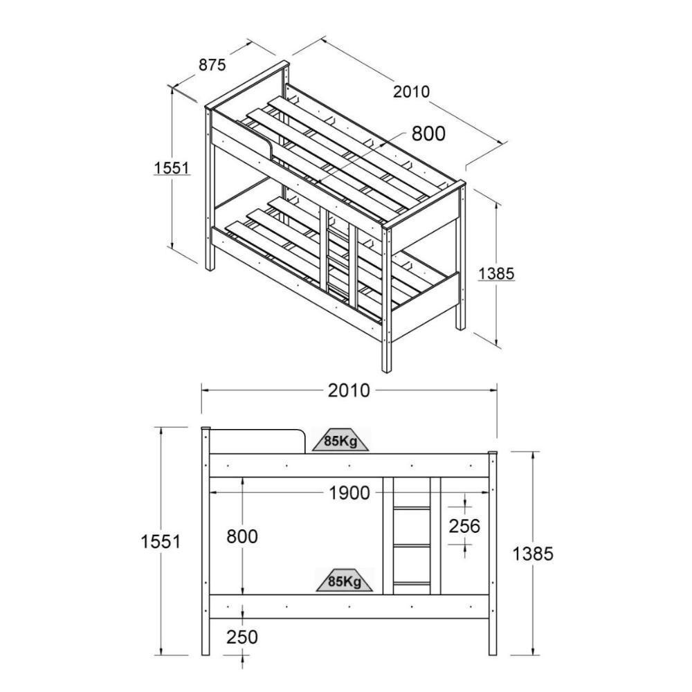 Beliche Cama Solteiro Ditália Com Colchão Cm-21 Preto - 3