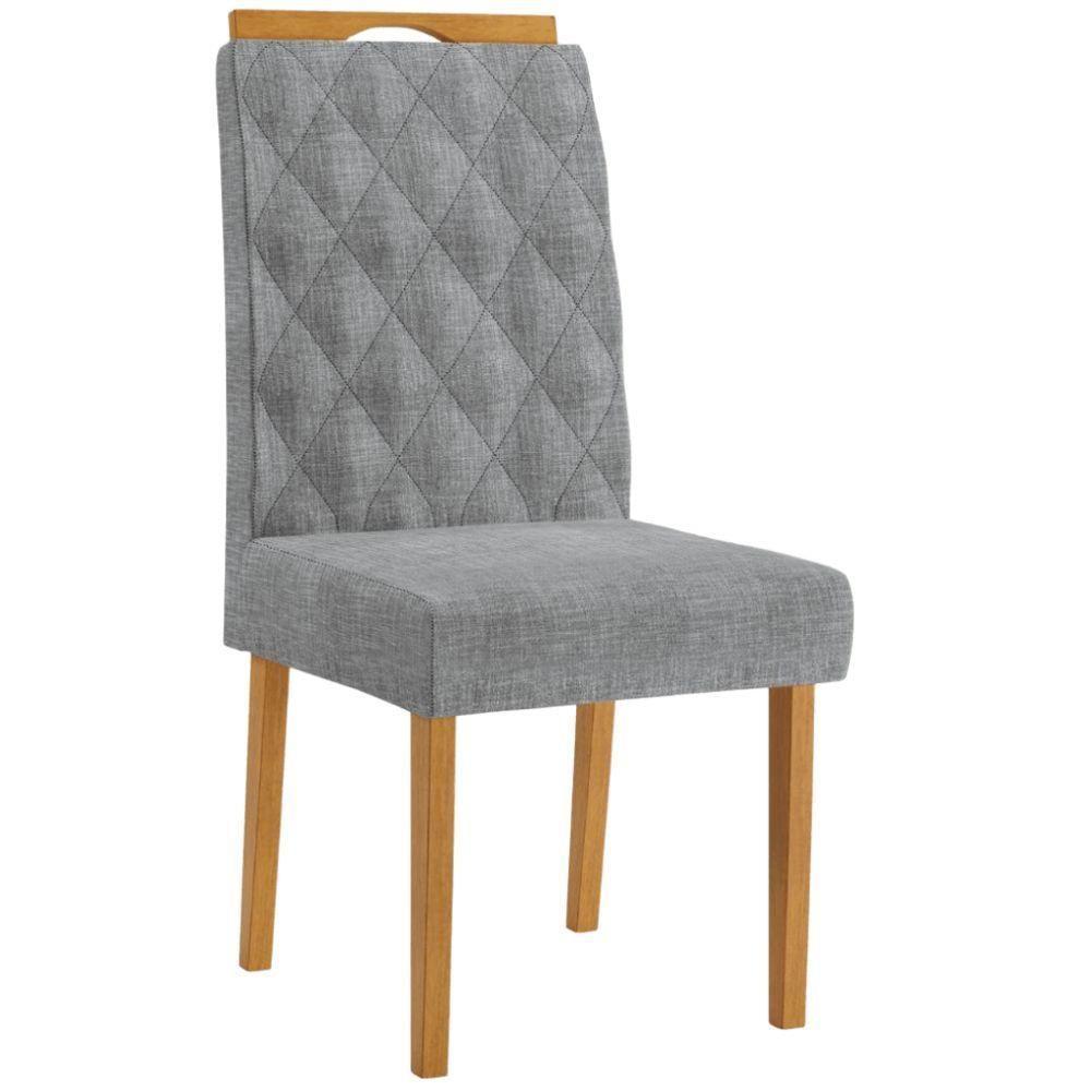 Conjunto 2 Cadeiras Rubi Linho Cinza Pés Em Madeira Jcm - 4