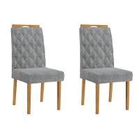 Conjunto 2 Cadeiras Rubi Linho Cinza Pés Em Madeira Jcm - 1