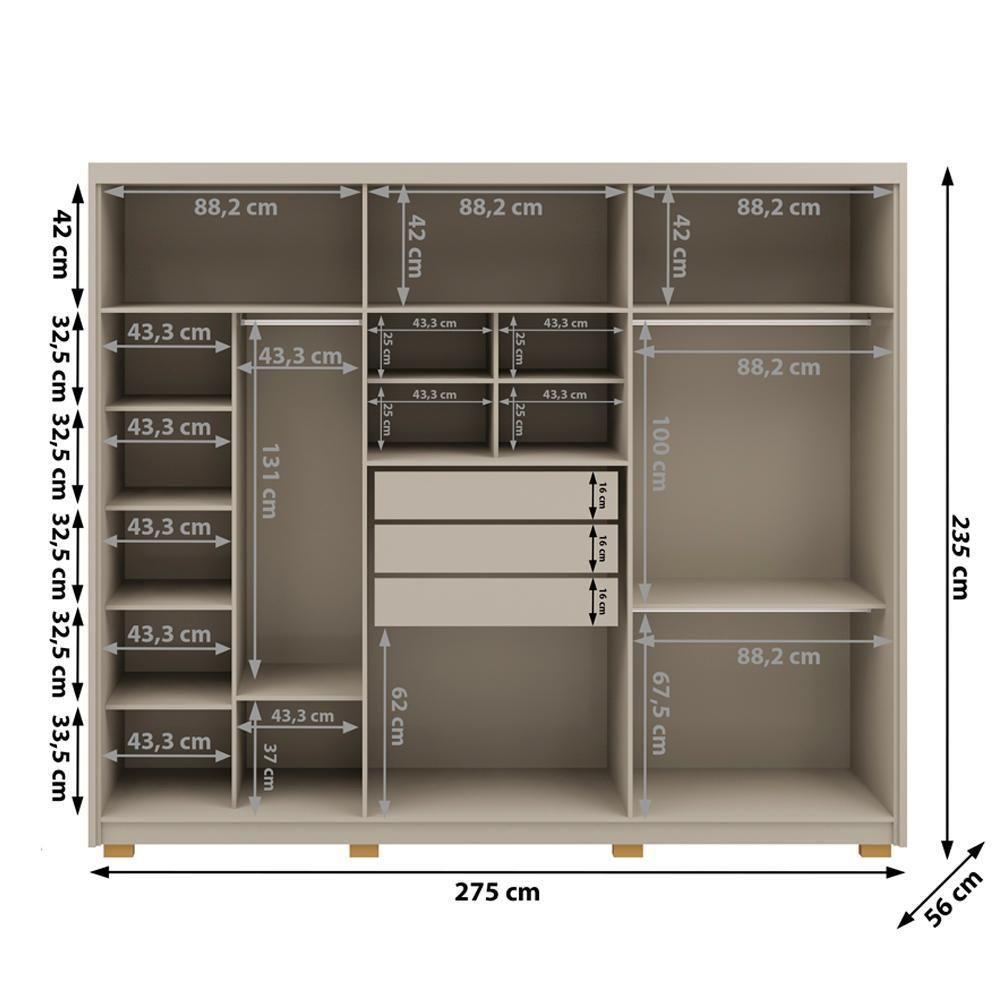 Guarda Roupa Casal 6 Portas 3 Gavetas MDF 275 Cm Vlr Fend - 3