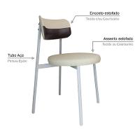 Cadeira Kyta Fixa C-4 Pés 50 X 44,7 X 83,8 Cm Pés Brancos. Corriente Areia-courino Café Corriente Areia-courino Café - 3