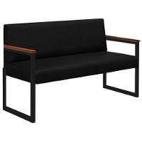 Conjunto 2 Sofás De 2 Lugares Niterói Couro Preto Em Metal Preto - 5