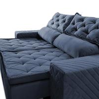 Sofá Retrátil E Reclinável 2,30m Essence Velusoft Azul Cama Inbox