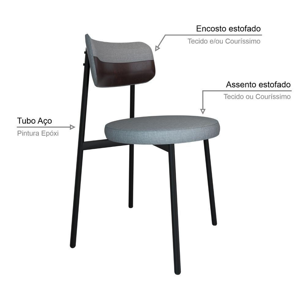 Cadeira Kyta Fixa C-4 Pés 50 X 44,7 X 83,8 Cm. Corriente Cinza Claro-courino Café Corriente Cinza Claro-courino Café - 3