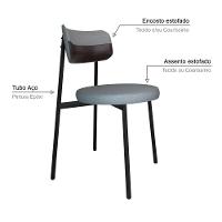 Cadeira Kyta Fixa C-4 Pés 50 X 44,7 X 83,8 Cm. Corriente Cinza Claro-courino Café Corriente Cinza Claro-courino Café - 3