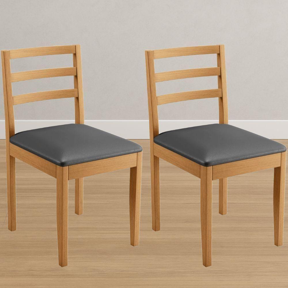 Conjunto 2 Cadeiras Jade 02 Veludo Cinza Pés Em Madeira Jcm - 2