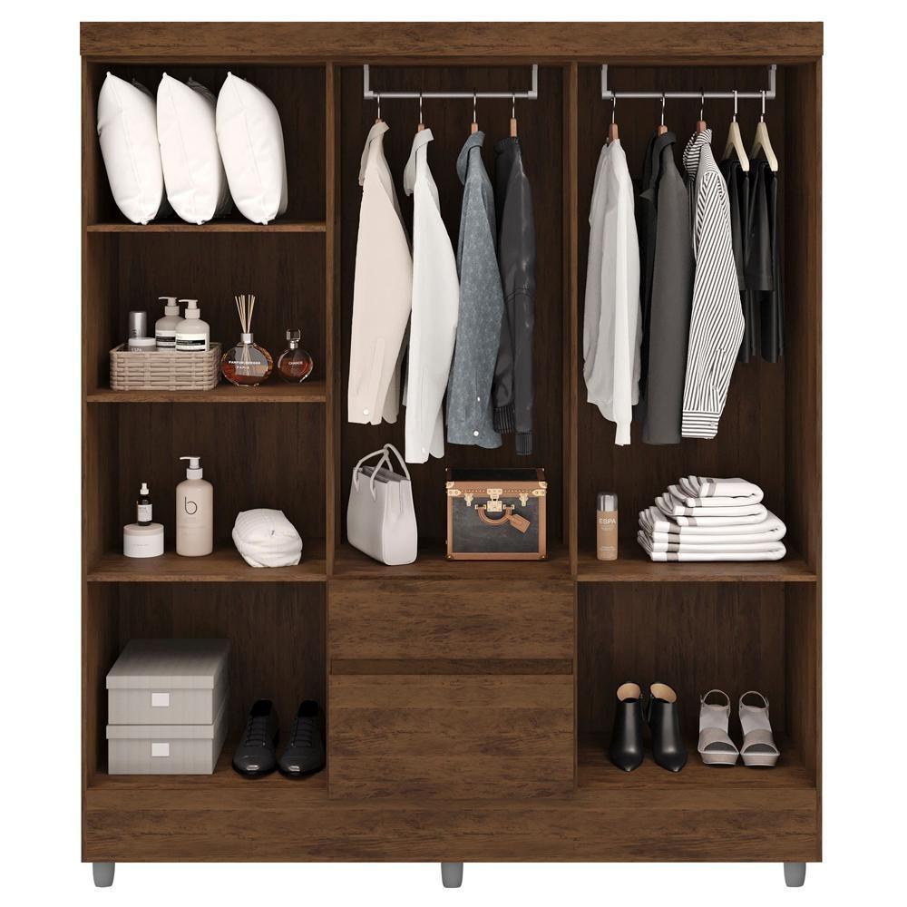 Guarda Roupa Casal 6 Portas 2 Gavetas 153 Cm 10091 Vlr Imbuia - 2
