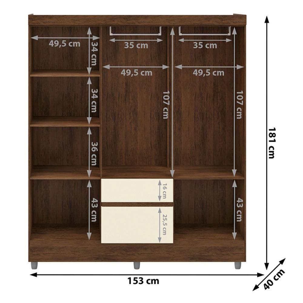 Guarda Roupa Casal 6 Portas 2 Gavetas 153 Cm 10091 Vlr Imbuia - 3