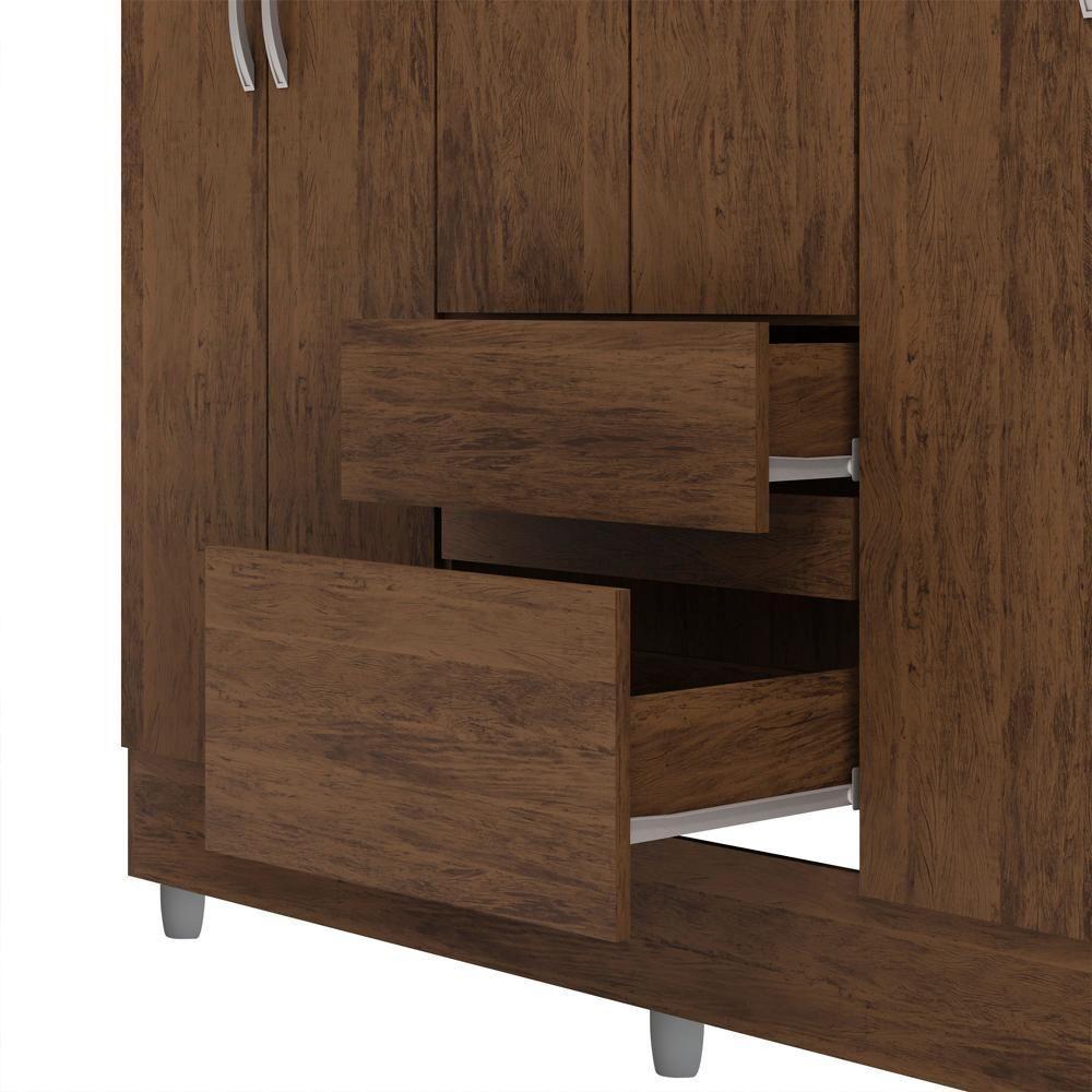 Guarda Roupa Casal 6 Portas 2 Gavetas 153 Cm 10091 Vlr Imbuia - 6
