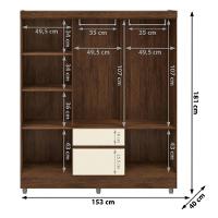 Guarda Roupa Casal 6 Portas 2 Gavetas 153 Cm 10091 Vlr Imbuia - 3