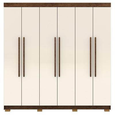 Guarda Roupa Casal 10037 6 Portas Bater 2 Gavetas Imbuia Champanhe MDP