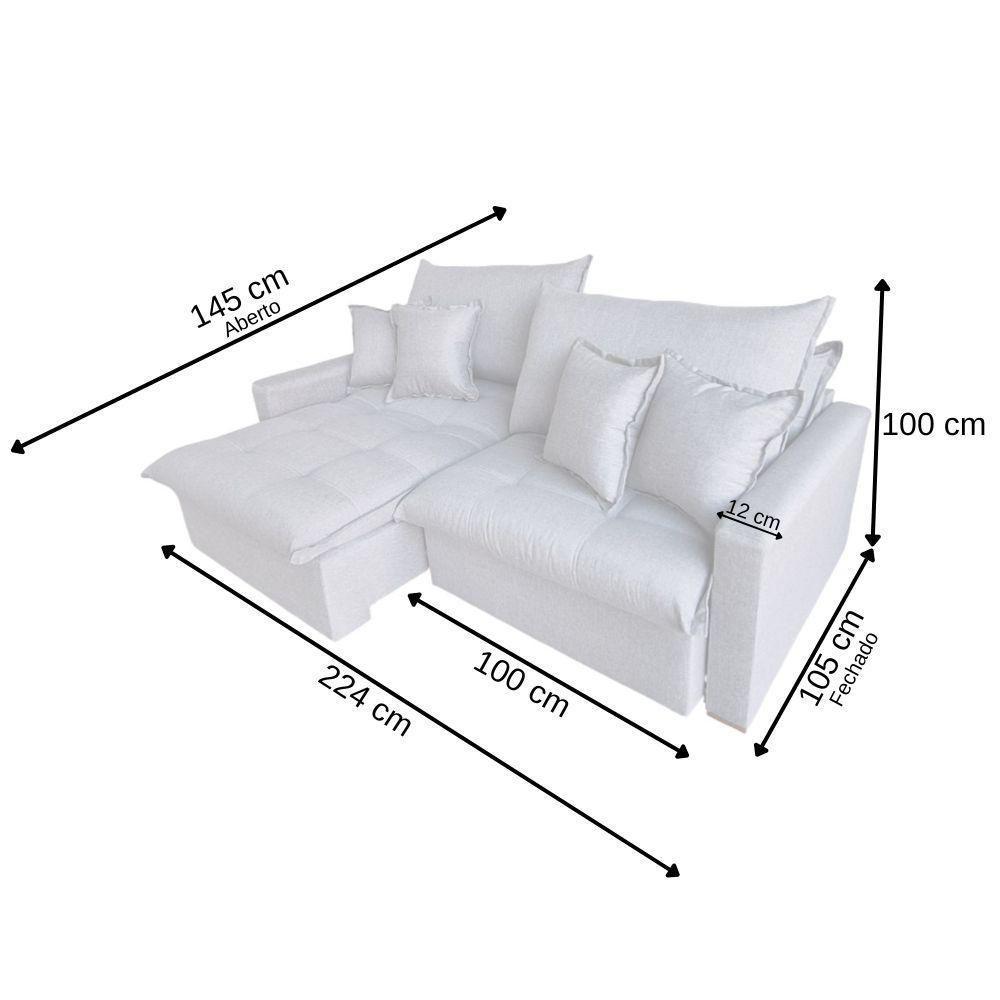 Sofá Cama Retrátil E Reclinável Dallas Linho Cinza 2,24 M - 4