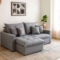 Sofá Cama Retrátil E Reclinável Dallas Linho Cinza 2,24 M - 3