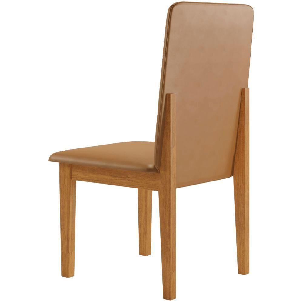 Conjunto 2 Cadeiras ágata Couro Caramelo Com Botões Pés Em Madeira Jcm - 5