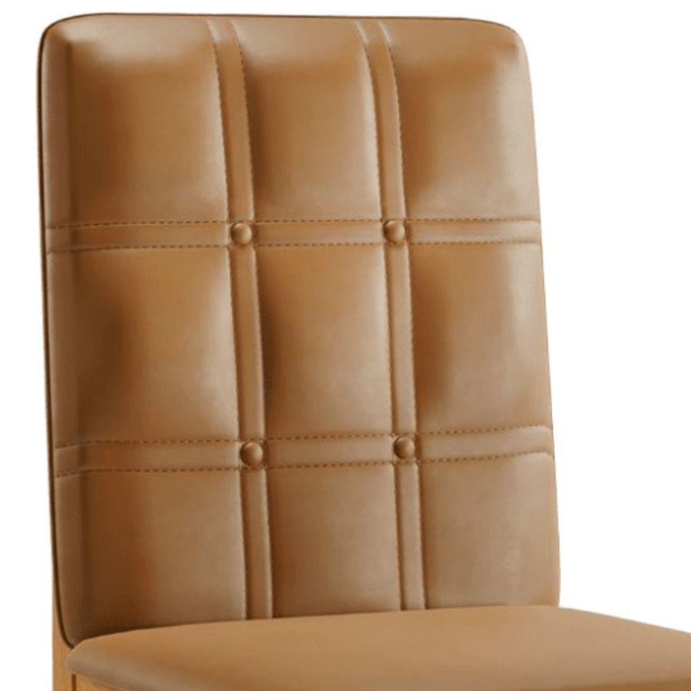 Conjunto 2 Cadeiras ágata Couro Caramelo Com Botões Pés Em Madeira Jcm - 6
