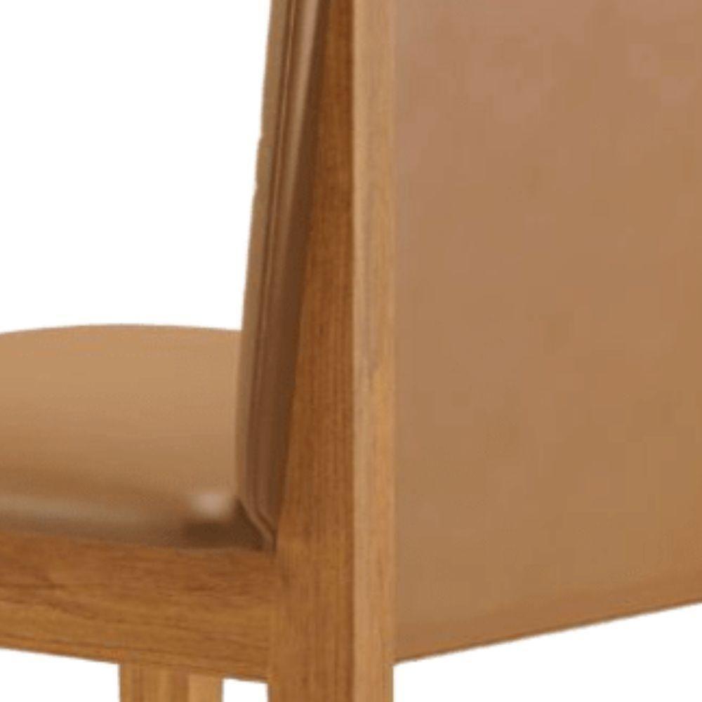 Conjunto 2 Cadeiras ágata Couro Caramelo Com Botões Pés Em Madeira Jcm - 7