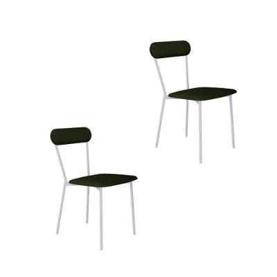 Cadeira Vintage Emília Fixa C-4 Pes 450 X 505 X 810 Mm C-2 Un. Pés Brancos. Cy.vd.msg Verde Musgo City