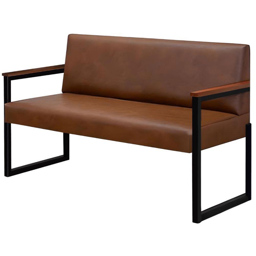 Conjunto 2 Sofás De 2 Lugares Niterói Couro Marrom Em Metal Preto - 4