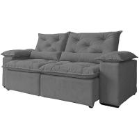 Sofá Retrátil Reclinável Porto Veludo Cinza 1,80 M - 1