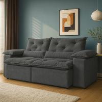 Sofá Retrátil Reclinável Porto Veludo Cinza 1,80 M - 2